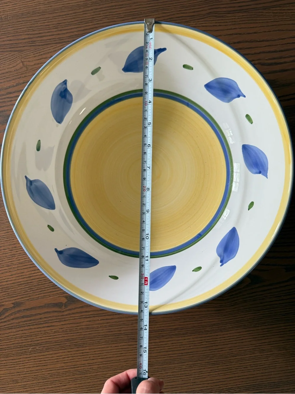 Williams Sonoma Tournesol Large Serving Bowl – Hand-Painted Floral Pattern – 13”